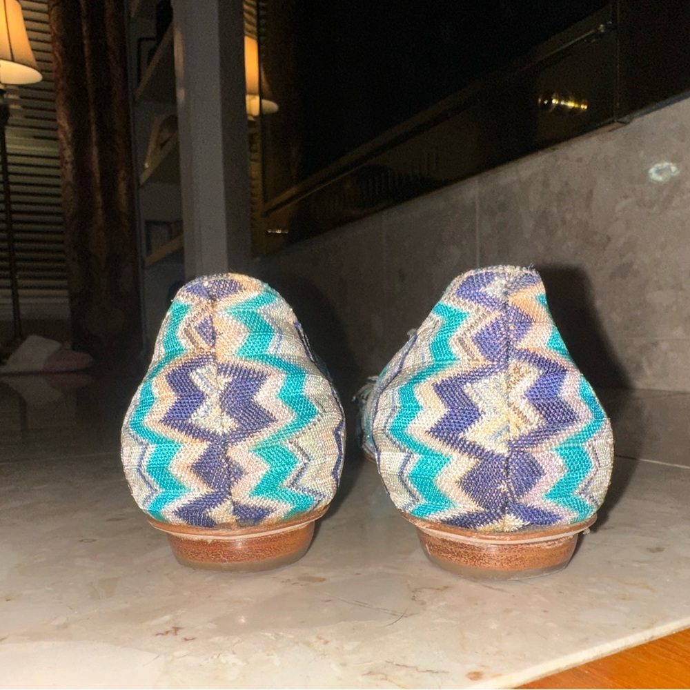 Missoni Zigzag Patterned Flats in Blue and Cream